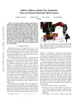 Indirect Object-to-Robot Pose Estimation from an External Monocular RGB
  Camera