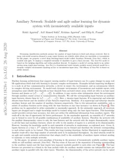 Auxiliary Network: Scalable and agile online learning for dynamic system
  with inconsistently available inputs