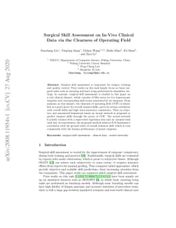 Surgical Skill Assessment on In-Vivo Clinical Data via the Clearness of
  Operating Field