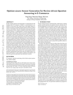 Opinion-aware Answer Generation for Review-driven Question Answering in
  E-Commerce