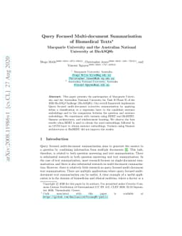 Query Focused Multi-document Summarisation of Biomedical Texts