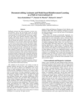 Document-editing Assistants and Model-based Reinforcement Learning as a
  Path to Conversational AI