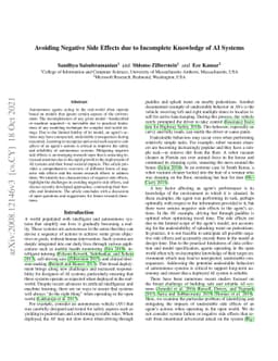 Avoiding Negative Side Effects due to Incomplete Knowledge of AI Systems
