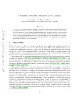 Certainty Equivalent Perception-Based Control