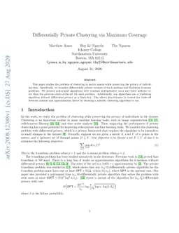 Differentially Private Clustering via Maximum Coverage