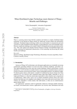 When Distributed Ledger Technology meets Internet of Things -- Benefits
  and Challenges