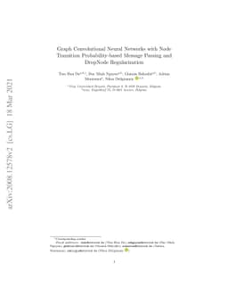 Graph Convolutional Neural Networks with Node Transition
  Probability-based Message Passing and DropNode Regularization