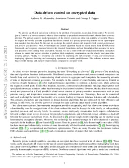 Data-driven control on encrypted data