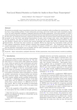 Non-Local Musical Statistics as Guides for Audio-to-Score Piano
  Transcription