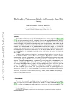 The Benefits of Autonomous Vehicles for Community-Based Trip Sharing