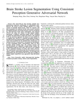 Brain Stroke Lesion Segmentation Using Consistent Perception Generative
  Adversarial Network