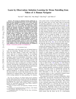 Learn by Observation: Imitation Learning for Drone Patrolling from
  Videos of A Human Navigator