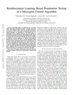 Reinforcement Learning Based Penetration Testing of a Microgrid Control
  Algorithm