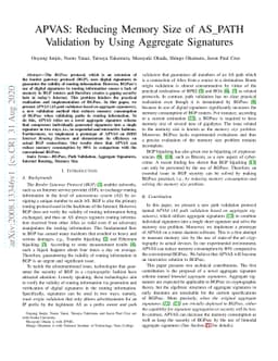 APVAS: Reducing Memory Size of AS\_PATH Validation by Using Aggregate
  Signatures