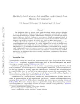 Likelihood-based inference for modelling packet transit from thinned
  flow summaries