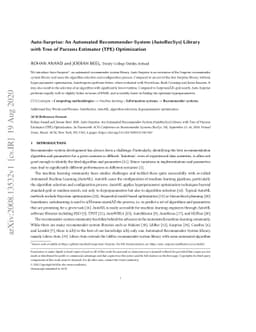 Auto-Surprise: An Automated Recommender-System (AutoRecSys) Library with
  Tree of Parzens Estimator (TPE) Optimization