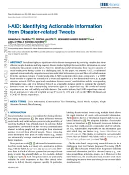 I-AID: Identifying Actionable Information from Disaster-related Tweets