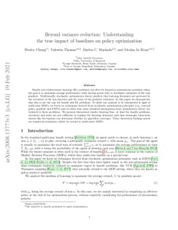 Beyond variance reduction: Understanding the true impact of baselines on
  policy optimization