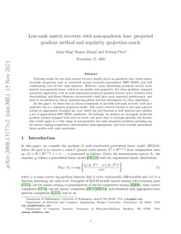 Low-rank matrix recovery with non-quadratic loss: projected gradient
  method and regularity projection oracle
