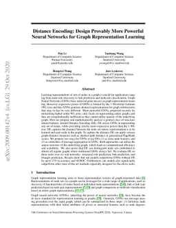 Distance Encoding: Design Provably More Powerful Neural Networks for
  Graph Representation Learning