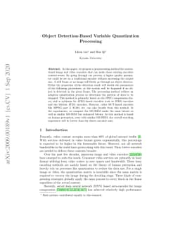 Object Detection-Based Variable Quantization Processing