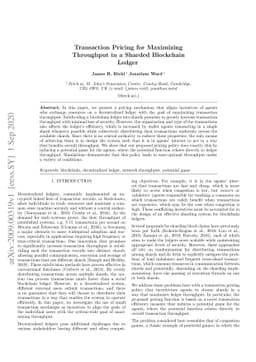 Transaction Pricing for Maximizing Throughput in a Sharded Blockchain
  Ledger