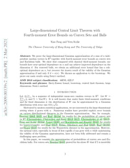 Large-dimensional Central Limit Theorem with Fourth-moment Error Bounds
  on Convex Sets and Balls