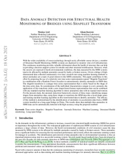 Data Anomaly Detection for Structural Health Monitoring of Bridges using
  Shapelet Transform