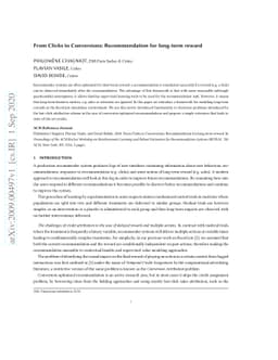 From Clicks to Conversions: Recommendation for long-term reward