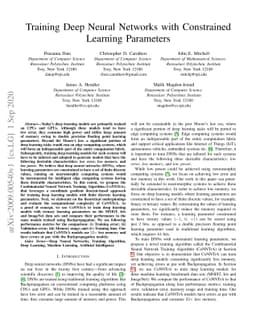 Training Deep Neural Networks with Constrained Learning Parameters