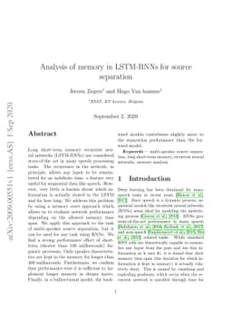Analysis of memory in LSTM-RNNs for source separation