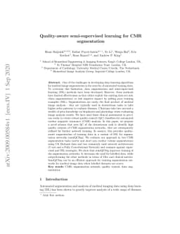 Quality-aware semi-supervised learning for CMR segmentation
