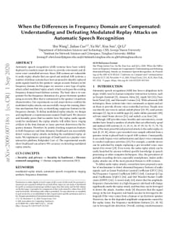 When the Differences in Frequency Domain are Compensated: Understanding
  and Defeating Modulated Replay Attacks on Automatic Speech Recognition