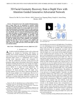 3D Facial Geometry Recovery from a Depth View with Attention Guided
  Generative Adversarial Network
