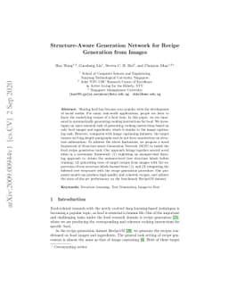 Structure-Aware Generation Network for Recipe Generation from Images