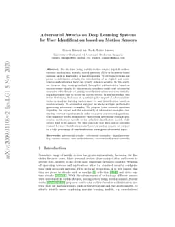 Adversarial Attacks on Deep Learning Systems for User Identification
  based on Motion Sensors
