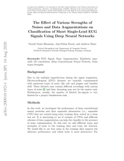 The Effect of Various Strengths of Noises and Data Augmentations on
  Classification of Short Single-Lead ECG Signals Using Deep Neural Networks