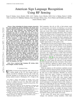 American Sign Language Recognition Using RF Sensing