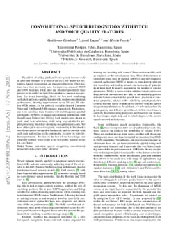 Convolutional Speech Recognition with Pitch and Voice Quality Features