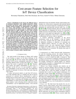 Cost-aware Feature Selection for IoT Device Classification