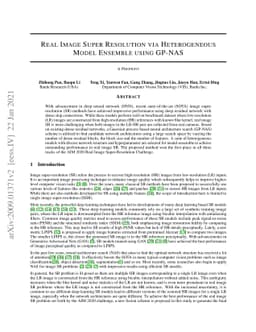 Real Image Super Resolution Via Heterogeneous Model Ensemble using
  GP-NAS