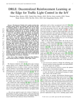 DRLE: Decentralized Reinforcement Learning at the Edge for Traffic Light
  Control in the IoV