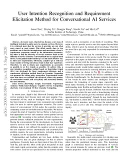 User Intention Recognition and Requirement Elicitation Method for
  Conversational AI Services
