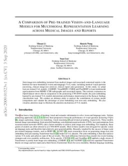 A Comparison of Pre-trained Vision-and-Language Models for Multimodal
  Representation Learning across Medical Images and Reports
