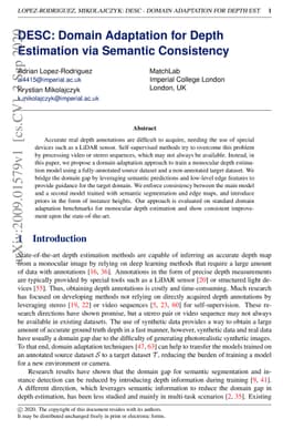 DESC: Domain Adaptation for Depth Estimation via Semantic Consistency