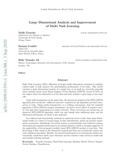 Large Dimensional Analysis and Improvement of Multi Task Learning