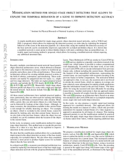 Modification method for single-stage object detectors that allows to
  exploit the temporal behaviour of a scene to improve detection accuracy