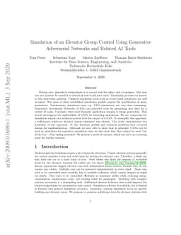 Simulation of an Elevator Group Control Using Generative Adversarial
  Networks and Related AI Tools