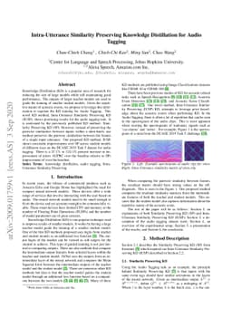 Intra-Utterance Similarity Preserving Knowledge Distillation for Audio
  Tagging
