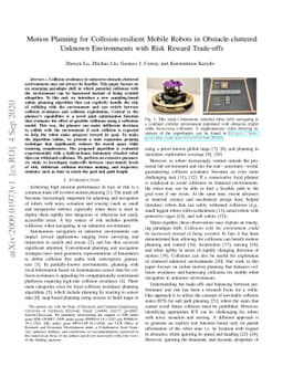 Motion Planning for Collision-resilient Mobile Robots in
  Obstacle-cluttered Unknown Environments with Risk Reward Trade-offs